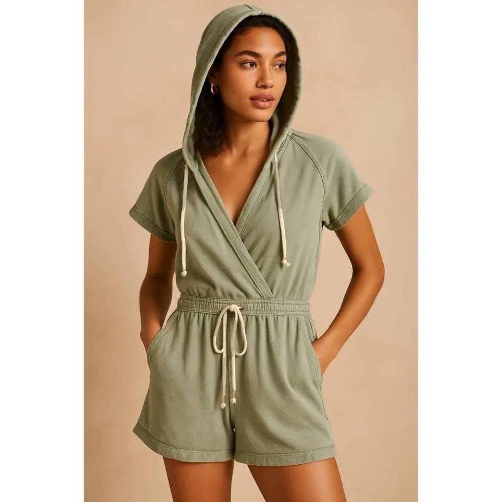 Saturday Sunday by Anthropologie Kendall Hooded French Terry Romper - Sz Medium